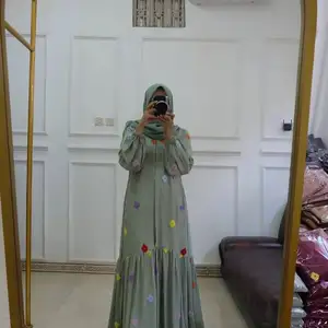 שמלת קפטן מוסלמית עיצוב בורקה אחרון הדפס שרוולים ארוכים אבאיה שמלת מקסי אסלאמית