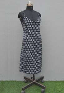 Maxi vestido indio hecho a mano sin mangas para mujer 100% algodón estampado de bloque de mano transpirable cintura Natural tejido largo - Product Image 4