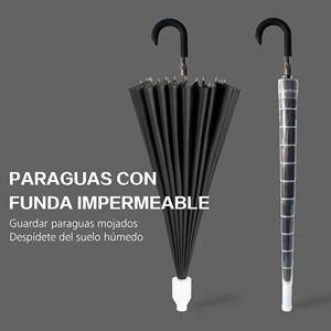 Paraguas Recto Extra Grande de 24K con Mango de Cuero Automático, Resistente al Viento, para Uso Personal y Empresarial, Personalizado de Fábrica, Semiautomático - Product Image 6