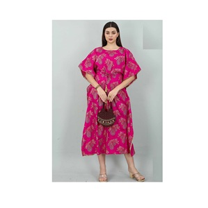 Fourniture d'usine en gros de vêtements indiens et pakistanais caftan de designer en rayonne imprimé or pour femmes au prix d'exportation - Product Image 1
