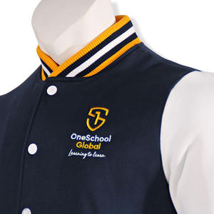 Veste de baseball pour homme avec logo personnalisé OEM, broderie uniforme universitaire, 100% coton, fine, imperméable, respirante, manches longues - Product Image 2