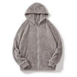 Sweat-shirt en polaire Sherpa lourd avec logo personnalisé OEM Sweat-shirt à capuche unisexe polaire Sherpa zippé de haute qualité - Product Image 1