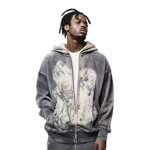 Best Selling 2026 Winter Arrival Unisex <b>Thick</b> <b>Fleece</b> Blank Zip Hoodies 100% Cotton Quick Dry Breathable Vintage Sun Faded - Product Image 6