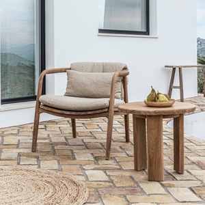 Silla de comedor de madera de teca de lujo para exteriores de jardín con reposabrazos de tejido de cuerda - Product Image 6