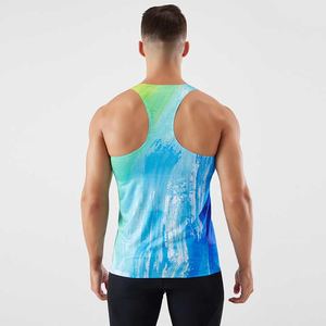 Camiseta sin mangas deportiva transpirable para hombre, chaleco colorido de punto transpirable para entrenamiento deportivo para correr - Product Image 4