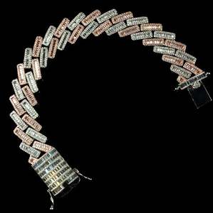 PULSERA CUBANA BAGUETTE DIAMANTE DE 19MM EN DOS TONOS ORO ROSA Y ORO BLANCO - Product Image 1