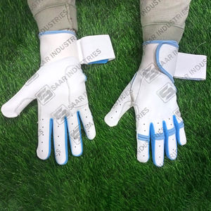 Gants de baseball en cuir bleu et blanc sur mesure professionnels manchette longue avec caractéristique réglable nouvelle conception gants de frappe - Product Image 3