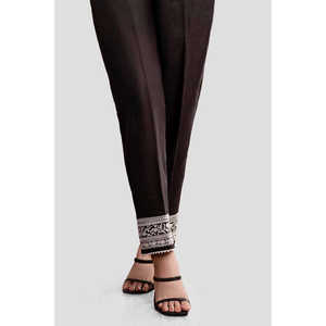 Pantalón de Cambray Negro de Cintura Alta para Mujer, Sin Costuras, con Decoración Bordada a Mano, Transpirable y Elegante - Product Image 2