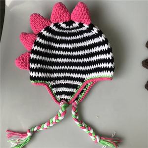 Gorro de Punto Personalizado Hecho a Mano por EFANBEANIE, Gorro de Dinosaurio a Rayas, Ideal para Viajar, para Niñas, Niños y Bebés, Gorros de Tela Común - Product Image 4
