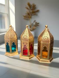 Linterna de hierro y vidrio reciclada hecha a mano en muchos colores, pequeña linterna marroquí, mini linterna de vidrio, linterna de candelita marroquí - Product Image 4