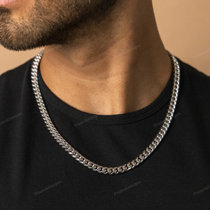 Prix usine 8MM solide 925 en argent Sterling plaqué or cubain lien chaîne à la mode hommes Hip Hop bijoux Durable déclaration pièce - Product Image 3