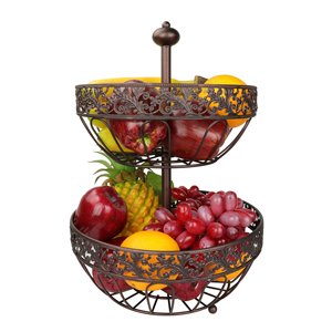 Storage Organizer Rack Iron Fruits & Vegetable Basket Kitchen 2 Tier Home Kitchen Decor - Product Image 2