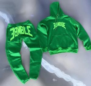 Conception personnalisée 100% coton Survêtement pour hommes Oversize Heavyweight Quick Dry Puff Print Unisex Hoodies And Sweatpants Set - Product Image 4