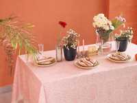 Nappe en coton imprimé main indienne florale rose pastel Boho rose pêche couverture de Table de mariage événement de mariage personnalisé