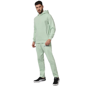 Ensemble Sweat à capuche et pantalon de survêtement à manches longues personnalisés grande taille pour hommes, couleur menthe unie 100% coton, meilleur prix, motif imprimé - Product Image 4