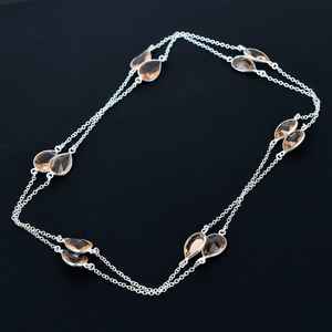 ชุดสร้อยคอมอร์แกนไนท์สีเงินรูปพีช925สเตอริ่งทำด้วยมืออันหรูหรามีขอบเป็นสร้อยคอแบบห้อยทำด้วยมือสำหรับเป็นของขวัญในงานเลี้ยงหมั้นของคริสเตียน - Product Image 3