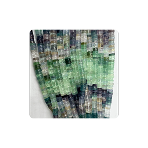 Perles Heishi facettées en fluorite naturelle de qualité supérieure en gros, forme en étages, taille personnalisée, brin de 14 pouces pour la fabrication de bijoux - Product Image 3