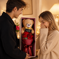 AYOYO Vente en gros de bouquets de fleurs de savon en forme d'ours en peluche pour la Saint-Valentin, à offrir à votre petite amie ou à votre amant