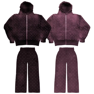 Pantalones de chándal acampanados de algodón French Terry de peso medio, color rosa sólido, lavado ácido, transpirables, con cremallera, unisex, con bolsillos laterales, para invierno, al por mayor - Product Image 6