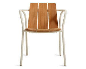 Silla de Comedor Moderna con Estructura de Hierro y Asiento y Respaldo de Madera para Uso en Interiores y Exteriores - Product Image 1