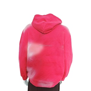 Hombres Boxy Streetwear Sudadera con capucha personalizada Rhinestone Vintage ácido lavado pulóver frente Y2K OEM hilo teñido sólido para niños - Product Image 3