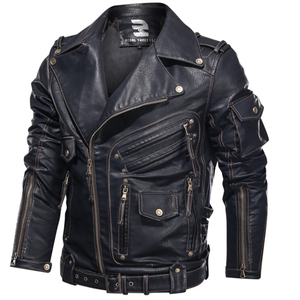 Personalizar chaqueta de cuero genuino de los hombres de la vendimia marrón de cuero de vaca abrigo de los hombres de moda delgada chaquetas de motorista para hombres - Product Image 6