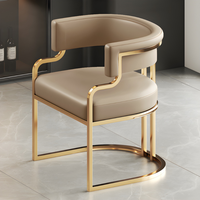 Chaise de salle à manger de luxe moderne et écologique en similicuir en forme de U, tabouret de bar en métal avec dossier et accoudoirs pour salle à manger et mobilier de maison