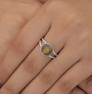 Anillo de promesa estampado de plata de ley 925, Plata de Ley 925, piedras preciosas hechas a mano, Ojo de Tigre, anillo Natural de la mejor calidad, joyería sólida - Product Image 2