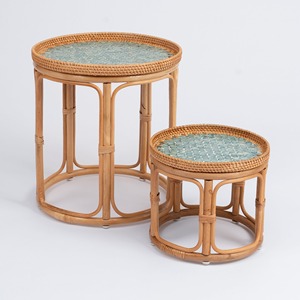 Mesas de té y café para sala de estar, la mejor opción, fregona de ratán natural, mesa con incrustaciones de nácar - Product Image 4