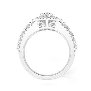 แหวนหมั้นเพชรสองชั้นรูปหัวใจสำหรับผู้หญิง - Product Image 1