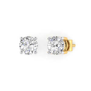 Boucles d'oreilles solitaires en or jaune 18 carats avec diamant - Product Image 3