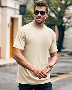 Camisetas transpirables de verano con cuello simulado, camisetas de talla grande con hombros caídos y cuello redondo para hombre, camisetas cuadradas de media manga de algodón de gran tamaño - Product Image 3