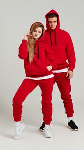 Survêtement en molleton de coton surdimensionné pour couple Ensembles de deux pièces avec poches kangourou Survêtement unisexe à la mode le plus populaire pour hommes - Product Image 5