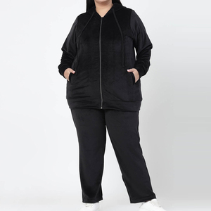 Chándal de dos piezas de talla grande liso personalizado completo para mujer, conjunto de chándal de talla grande informal para mujer con tarifa al por mayor - Product Image 1