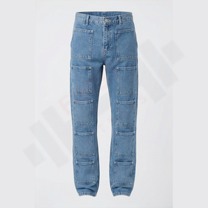 Pantalones Vaqueros Anchos de Mezclilla Vintage para Hombre, de Alta Calidad, Estilo Y2K, Corte Regular, Desgastados, Estilo Hip Hop, de Peso Medio, con Botones, Lavables - Product Image 1