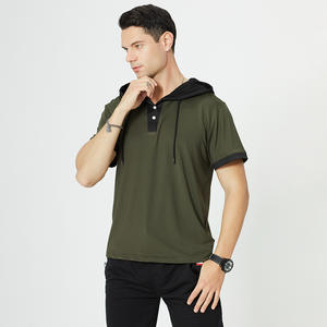 Moda Casual manga corta de lujo para hombre Camiseta hombres Venta caliente entrenamiento liso gimnasio Jogging Sudadera con capucha Deporte Camiseta para hombres - Product Image 2