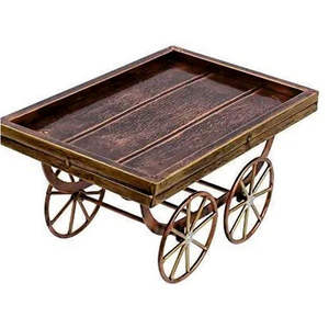 Plateau de chariot sur le chariot en bois pour diner et servir la nourriture - Product Image 1