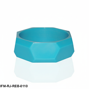 Turquoise Blue Chunky Resin <b>Bangle</b> <b>Bracelet</b> Bold Hexagonal Geometric Faceted Wristband Trendy Statement Jewelry for Party - Product Image 1