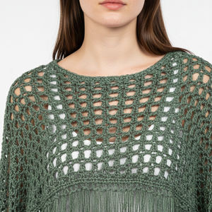 100% Cotton Breathable Thin Casual Crochet <b>Women's</b> Batwing Sleeve Crew Neck <b>Shrug</b> <b>for</b> All Seasons - Product Image 3