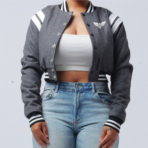 Custom Women Crop Varsity <b>Jacket</b> High Quality Wool Letterman Cropped Baseball <b>Jackets</b> - Product Image 3