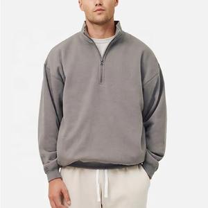 Sudadera polar de gran tamaño para hombre, jersey de cuello alto con cremallera de cuarto de invierno, cuello simulado, bordado personalizado, diseño estampado de media cremallera - Product Image 5