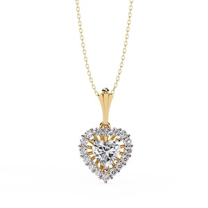 Timeless Heart Cut Diamond Solitaire Drop <b>Pendant</b> 0.93 Ct F VS Lab Grown Diamond In 14K <b>Solid</b> <b>Gold</b> Romantic Gift For Her - Product Image 1
