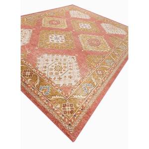 Alfombra de Lana Anudada a Mano Erbe PKWL-464, Roja y Naranja, Estilo Kilim Geométrico, Rectangular, 9x12 Pulgadas, para Entrada, Pasillo, Habitación de Adolescentes - Product Image 2