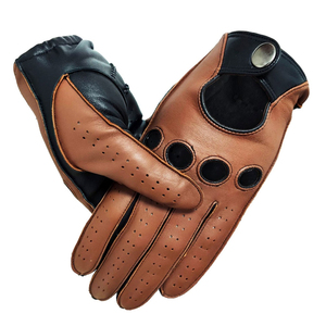 Guantes de cuero para conducir para mujer, diseño abierto clásico, dedo completo, cuero genuino, ajuste duradero, guantes de conducción ligeros para hombre - Product Image 2