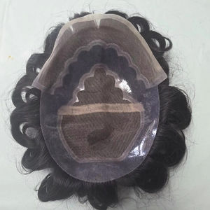 Peluca de Cabello Humano con Frente de Encaje para Hombres, con Ondas Naturales y Estilos Rizados, Parches de Cabello Indio Suave - Product Image 1