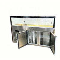 Vitrina Refrigerada y Congeladora Combinada de Acero Inoxidable de 1.8m, Vitrina Superior Refrigerada y Inferior Congelada para Supermercados y Panaderías