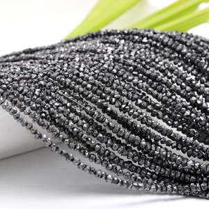 Perles de diamant noir naturel non taillées, brutes, en brin de 15 pouces - Product Image 1