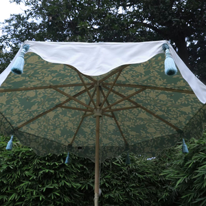 Modern Peach Valance Wooden <b>Frame</b> Parasol Umbrella Manual Control Big Print List Simple Style-New Arrival for Garden Resorts - Product Image 1