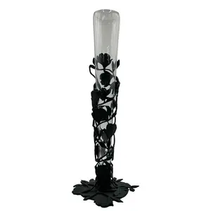 Plateau de service à thé en bois massif écologique pour restaurant, vase à fleurs artisanal haut de gamme en fer, style côtier, écologique - Product Image 5