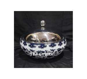 Wooden And Meena Work Food Serving Casserole Dish With Steel <b>Lid</b> Greatest Quality Kitchenware Hot <b>Pot</b> In India - Product Image 6